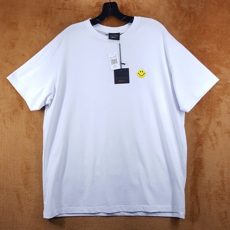 Joshua Sanders Shirt Mens Small White Pullover Crew Smiley Face Pixel Tee $123